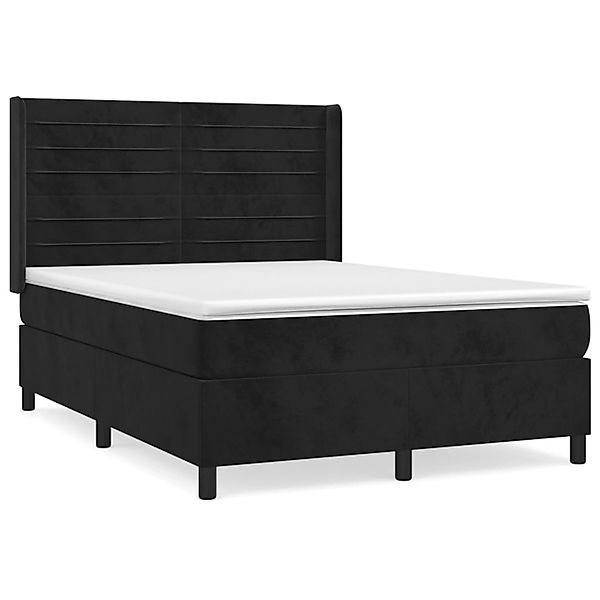 vidaXL Boxspringbett mit Matratze Schwarz 140x200 cm Samt 3132743 günstig online kaufen
