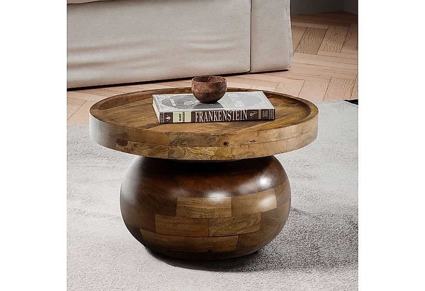 FINEBUY Couchtisch FB102673 Mango Sofatisch Massivholz Braun 50 cm Wohnzimm günstig online kaufen