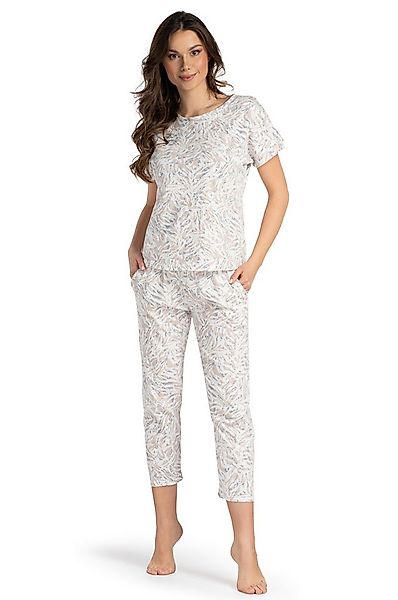 Mademoiselle Sommeil Capri-Pyjama Schlafanzug mit Naturprint Beige/Grau (2 günstig online kaufen
