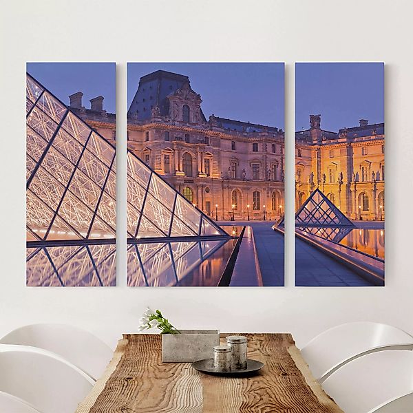 3-teiliges Leinwandbild Architektur & Skyline - Querformat Louvre Paris bei günstig online kaufen