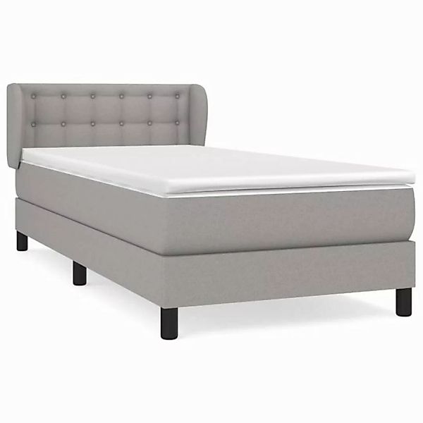 vidaXL Boxspringbett Boxspringbett mit Matratze Hellgrau 90x200 cm Stoff Be günstig online kaufen