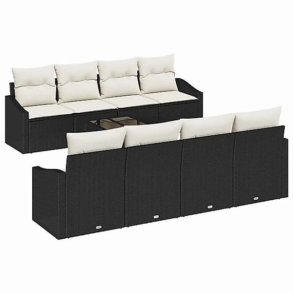 vidaXL Sofa Set mit Kissen 7-Tlg Schwarz und Creme Poly-Rattan 3355316 günstig online kaufen