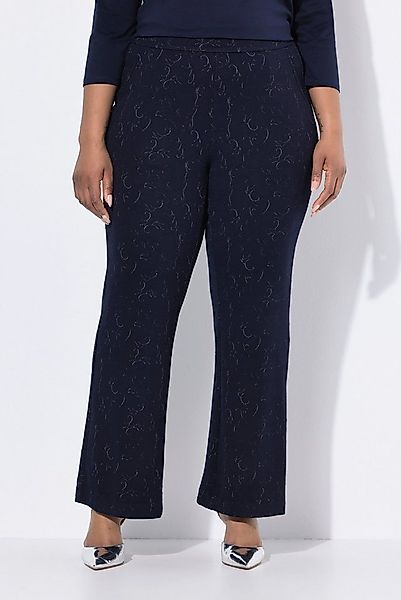 Ulla Popken Funktionshose Jerseyhose weites gerades Bein Jacquard günstig online kaufen