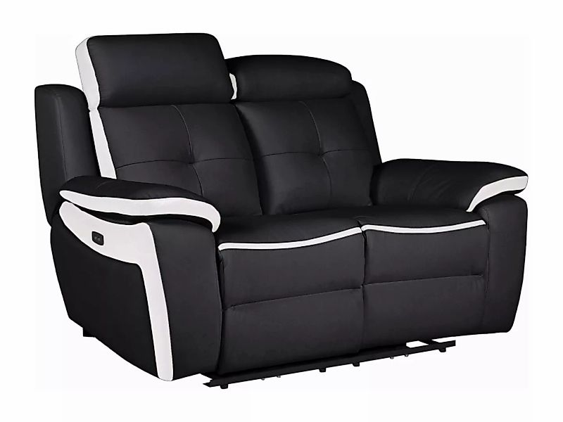 Relaxsofa Leder elektrisch 2-Sitzer - Schwarz & Weiß - ANGELIQUE günstig online kaufen