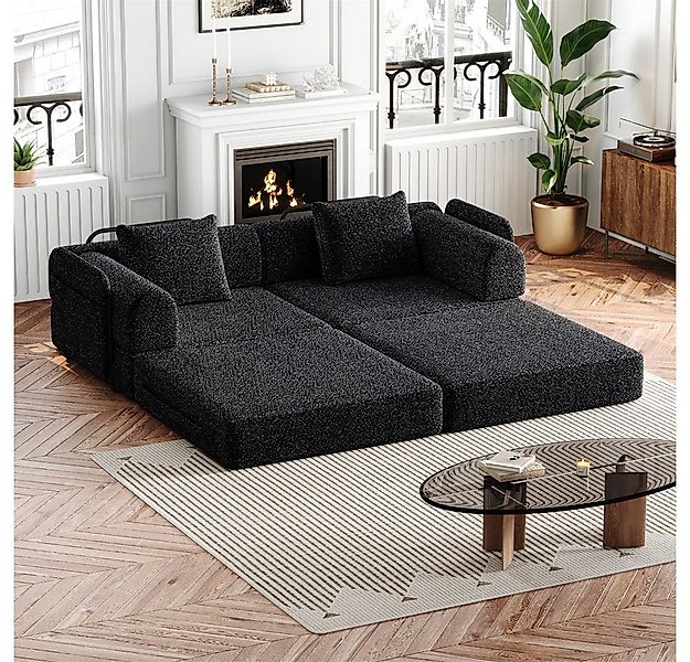 OKWISH Schlafsofa Modernes Chenille-Sofa 2-in-1, mit integriertem Stauraum günstig online kaufen