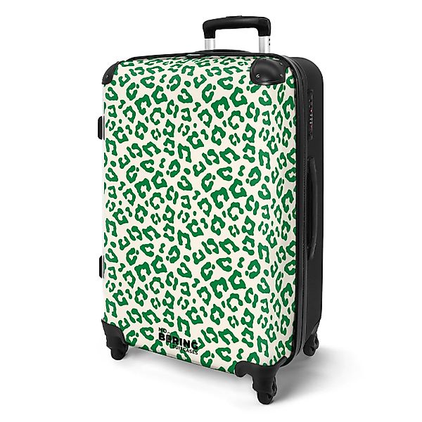 NoBoringSuitcases.com© Hartschalen-Trolley Grün mit weißem Pantherdruck günstig online kaufen