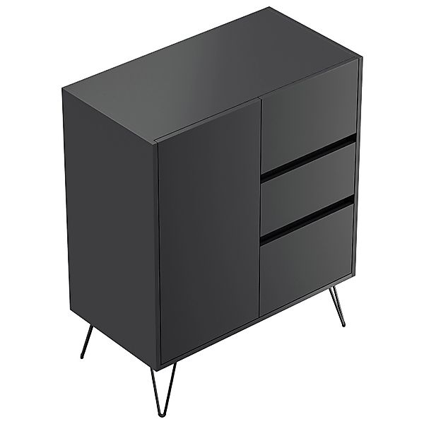 Posseik Sideboard Industrial K 3 Schubladen 1 Tür 80 cm Grafit günstig online kaufen
