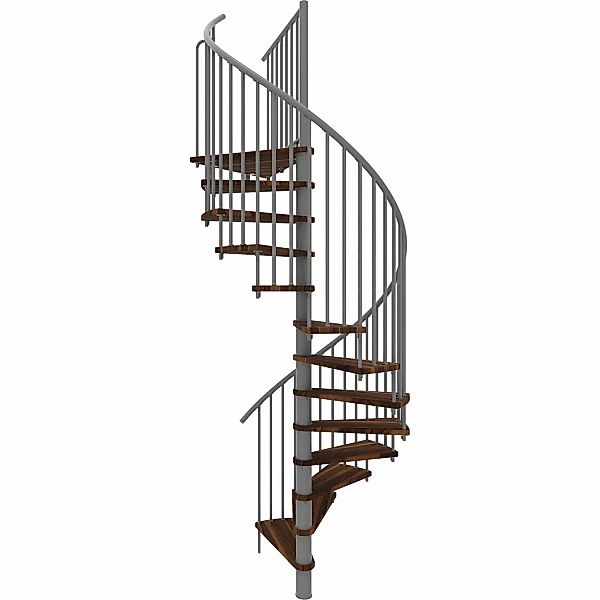 Minka Spindeltreppe Spiral Smart Walnuss Grau Ø160 cm Geschoßhöhe bis 305,5 günstig online kaufen