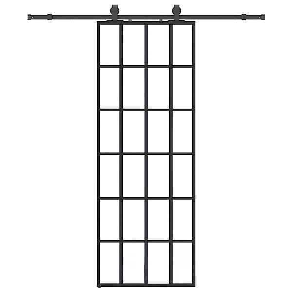 vidaXL Schiebetür mit Beschlag Schwarz 76x205 cm ESG-Glas 3375793 günstig online kaufen