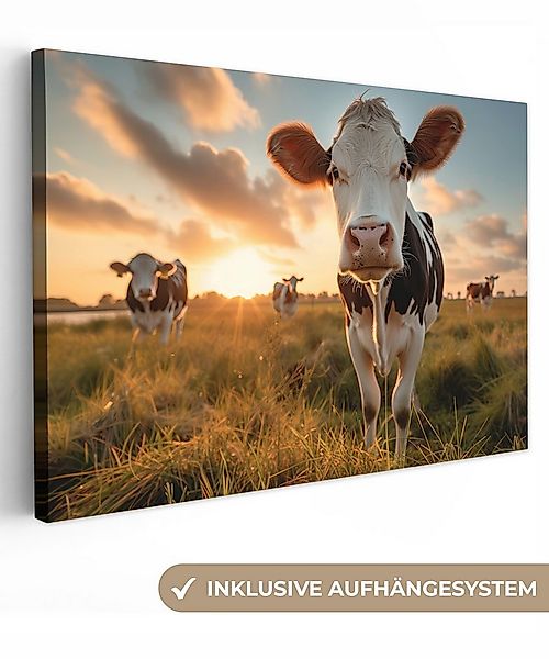 OneMillionCanvasses® Leinwandbild Kuh - Wiese - Tierportrait - Natur - Kühe günstig online kaufen