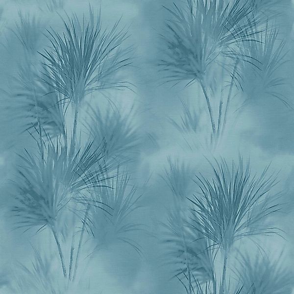 PROFHOME 372754-GU Natur Tapete Palmen Matt Blau 0,53 m x 10,05 m 5,33 m2 B günstig online kaufen