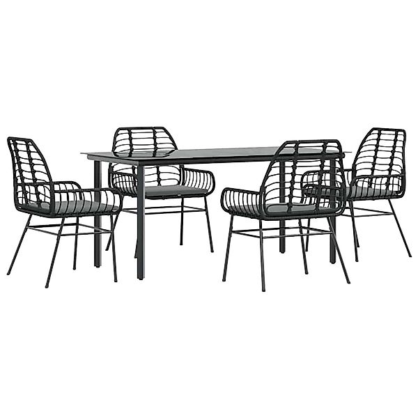 vidaXL 5-Tlg Garten-Essgruppe mit Kissen Schwarz Poly Rattan Glas 3334551 günstig online kaufen