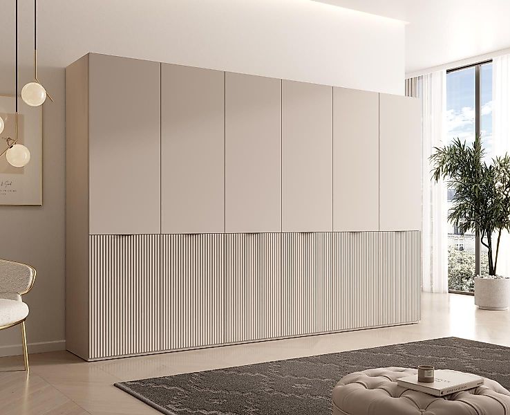 Compleo Kleiderschrank 6-Türen, gerifflete Front, geräumig günstig online kaufen