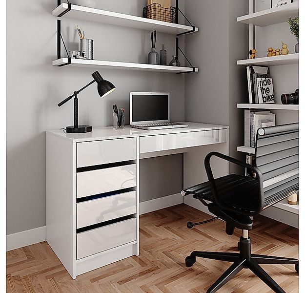 Vicco Schreibtisch Sherry, Weiß, 55 x 120 cm mit Schubladen (1-St) günstig online kaufen