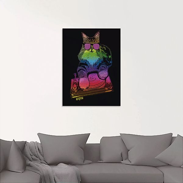 Artland Glasbild "Witzige DJ Katze Party Musik", Humor, (1 St.), in verschi günstig online kaufen