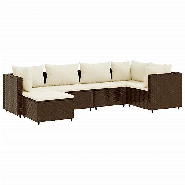 vidaXL 6-tlg Garten-Lounge-Set mit Kissen Braun Poly Rattan Modell 25 günstig online kaufen