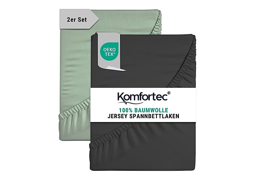 Komfortec Spannbettlaken Jersey Mehrfarbig, 100% Baumwolle, Gummizug: Rundu günstig online kaufen
