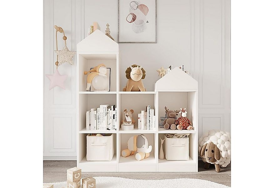 GarveeMore Kinderregal mit 7 Fächern,Burgdesign Spielzeugtruhe,91x30x107cm, günstig online kaufen