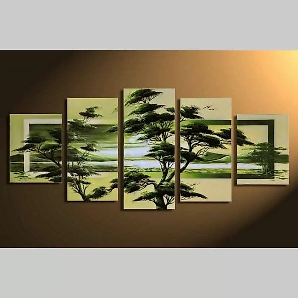 5 Leinwandbilder AFRIKA Baum (4) 150 x 70cm Handgemalt günstig online kaufen