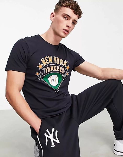 New Era – New York Yankees – T-Shirt in Marineblau mit Print auf der Brust günstig online kaufen