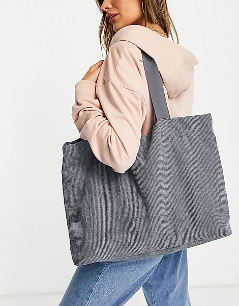Accessorize – Shopper-Tasche aus Cord in Grau günstig online kaufen