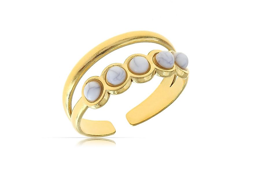 Made by Nami Fingerring Damen Gold aus Chirurgischem Edelstahl Edelstein Do günstig online kaufen
