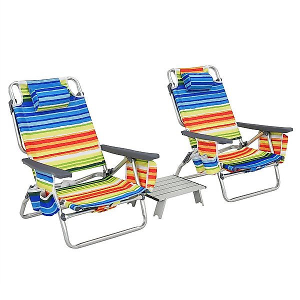 COSTWAY Campingstuhl Strandstühle mit Tisch (3 günstig online kaufen