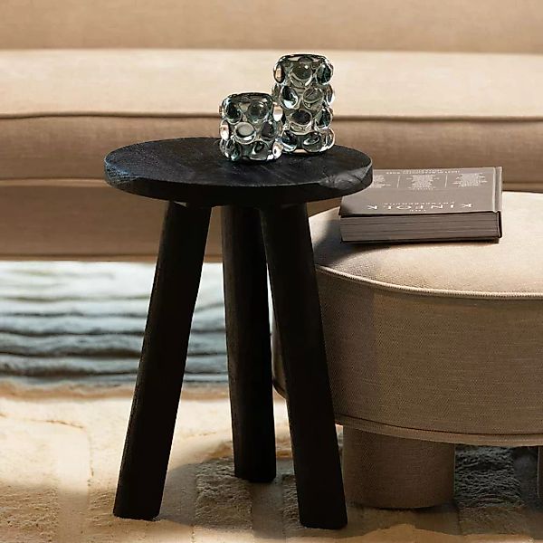 Massiver Beistelltisch Sofa im rustikalen Stil Schwarz günstig online kaufen