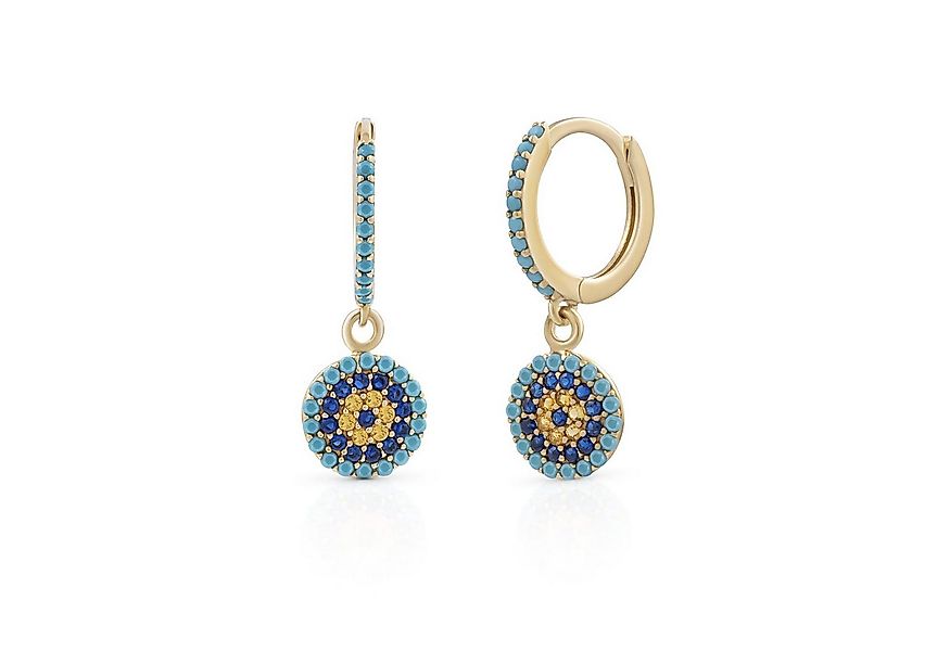 Suzan Gold Creolen-Set Evil Eye Huggies Echtgold Ohrringe mit Schutzsymbol günstig online kaufen