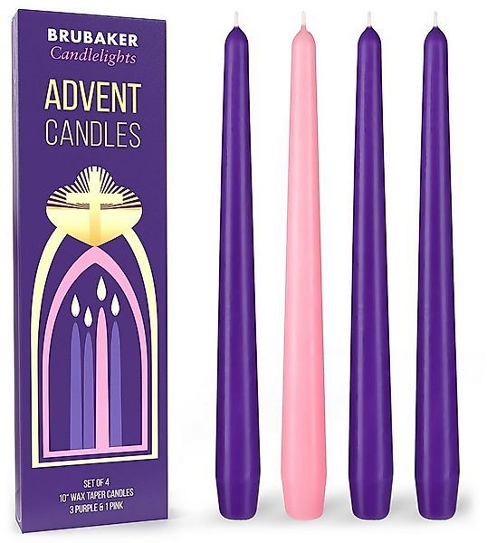 BRUBAKER Adventskerze Traditionelle Weihnachtskerzen 3 x Lila 1 x Rosa (4er günstig online kaufen