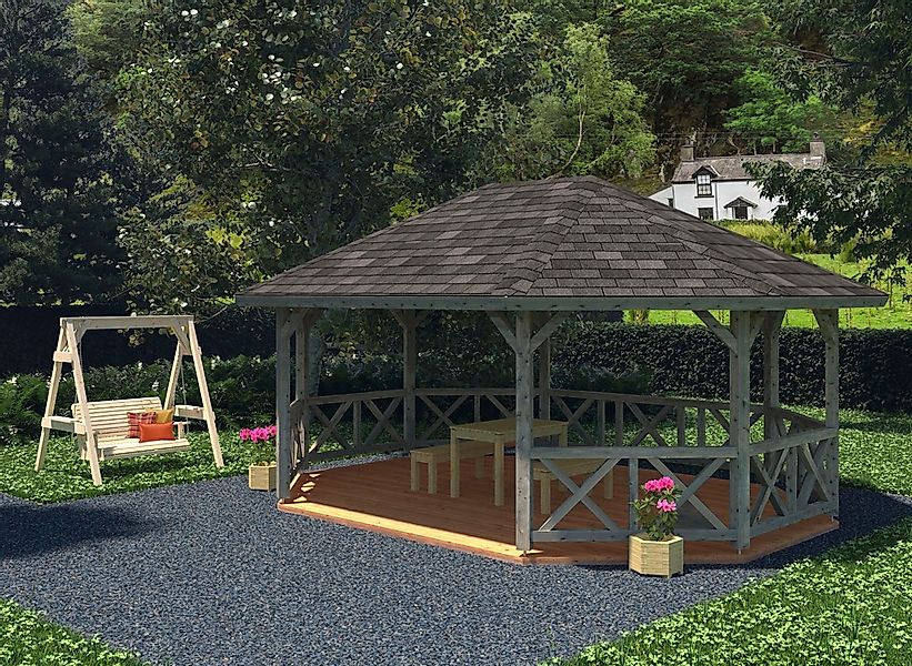 Palmako Holzpavillon "Betty", BxT: 615x551 cm, grau günstig online kaufen