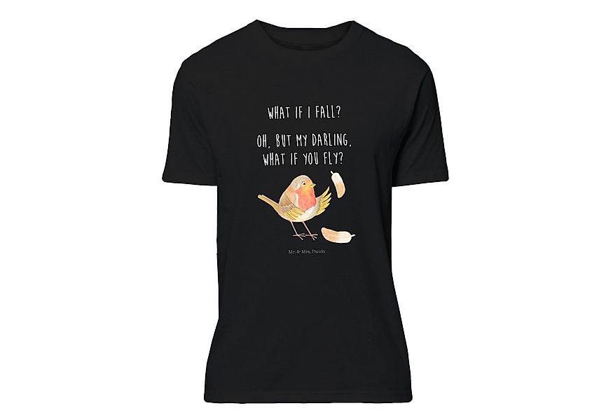 Mr. & Mrs. Panda T-Shirt Rotkehlchen mit Federn - Schwarz - Geschenk, Gebur günstig online kaufen