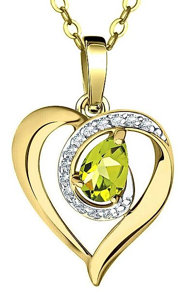 Limana Herzkette echter Peridot 925 Silber vergoldet Goldkette Frauenkette günstig online kaufen