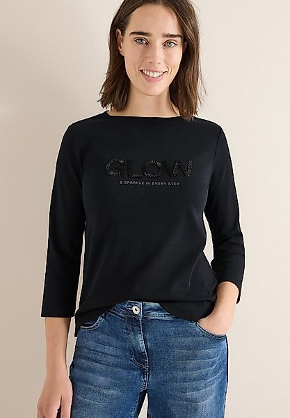 CECIL 3/4-Arm-Shirt mit schimmerndem Wording günstig online kaufen