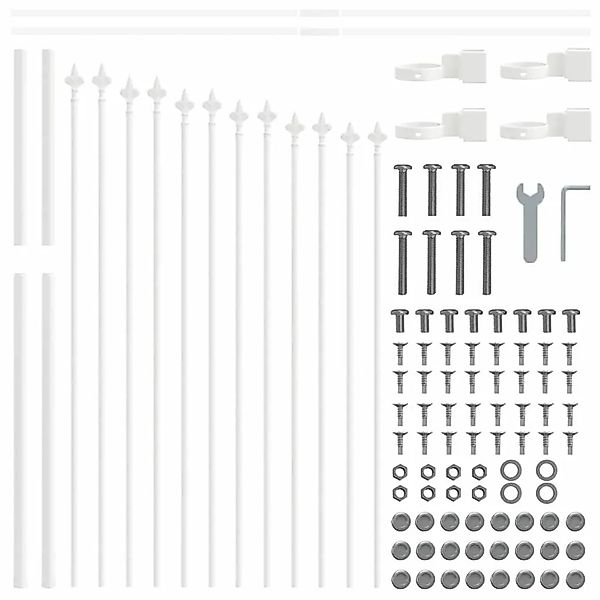 vidaXL Gartenzaun Weiß 170 x 100 cm Pulverbeschichteter Stahl 42003917 günstig online kaufen