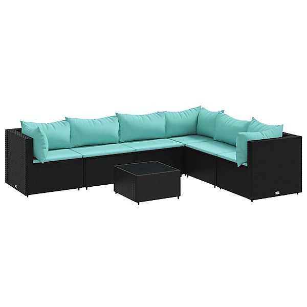 vidaXL 7-Tlg Garten-Lounge-Set mit Kissen Schwarz Poly Rattan 3308148 günstig online kaufen