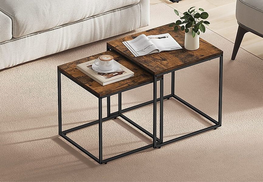 Home Collective Couchtisch 2er Set Beistelltisch Loft Design 2in1 Verschach günstig online kaufen