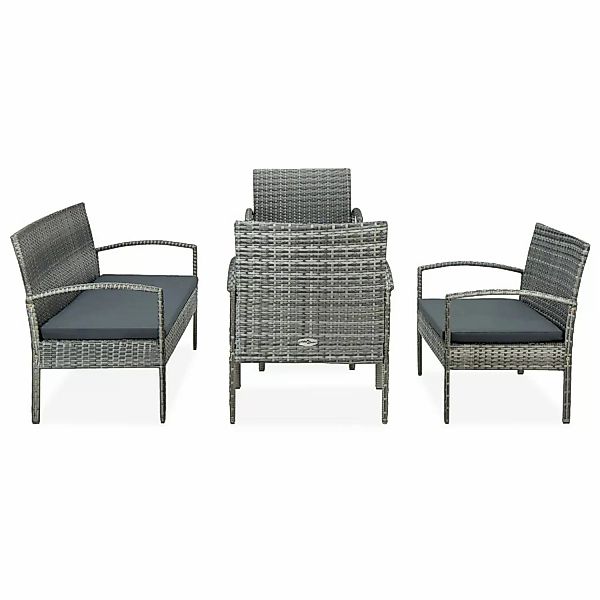 5-tlg. Garten-lounge-set Mit Auflagen Poly Rattan Grau günstig online kaufen