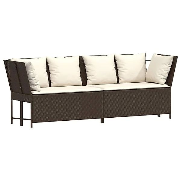vidaXL Gartensofa mit Kissen Braun Poly Rattan 4104123 günstig online kaufen