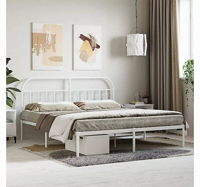 furnicato Bett Bettgestell mit Kopfteil Metall Weiß 160x200 cm günstig online kaufen