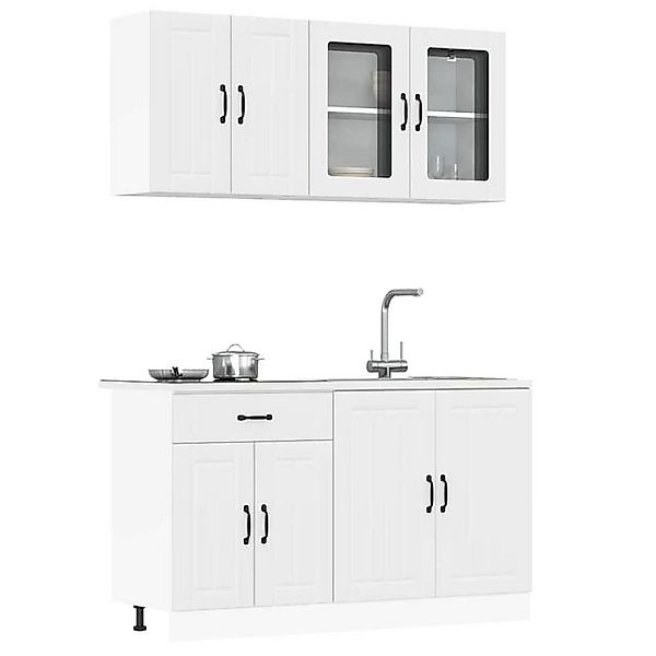 vidaXL Hängeschrank 4-tlg Küchenschrank-Set Kalmar Weiß Holzwerkstoff günstig online kaufen
