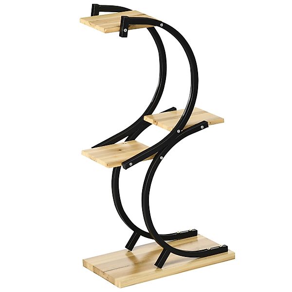 Outsunny Blumenständer mit 4 Regalen Tannenholz Eisen 46L x 25B x 91H cm Na günstig online kaufen