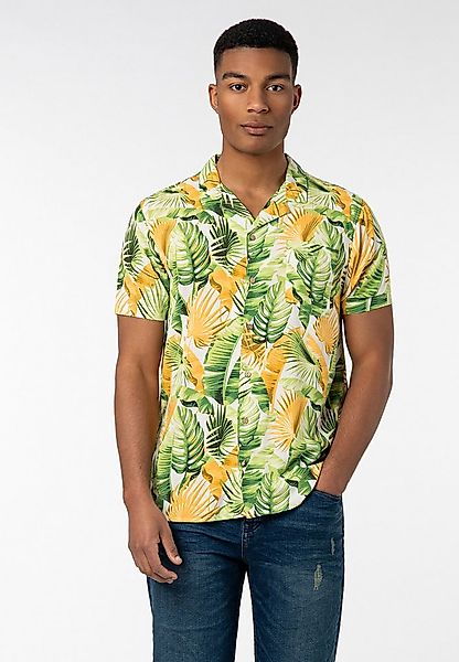 Urban Surface Kurzarmhemd Herren Freizeithemd Allover-Print Tropical Flower günstig online kaufen