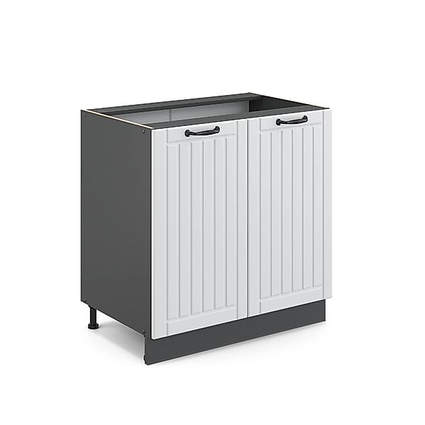 Vicco Spülenunterschrank Fame-Line Weiß Landhaus/Anthrazit 80 cm mit Regal günstig online kaufen