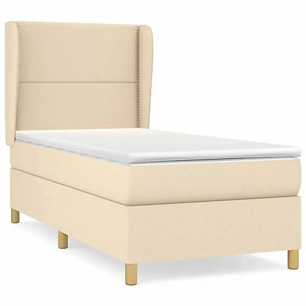 vidaXL Boxspringbett Boxspringbett mit Matratze Creme 80x200 cm Stoff Bett günstig online kaufen