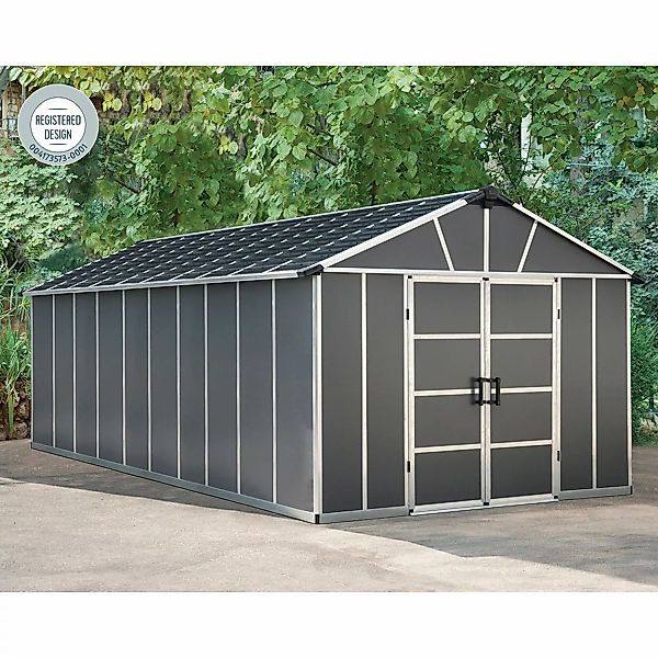 Palram Kunststoff-Gerätehaus Yukon Anthrazit 21,3 m² mit Boden günstig online kaufen