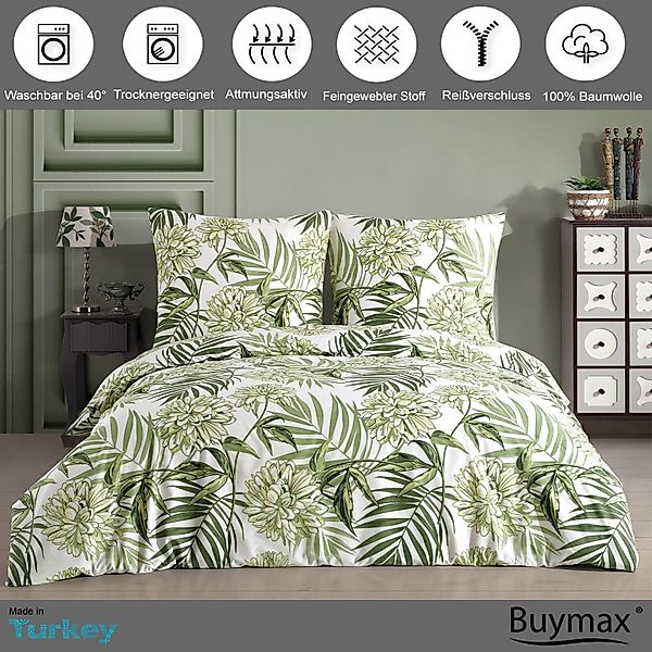 Buymax Bettwäsche Amazing Green, Renforcé: 100% Baumwolle, 3 teilig, 200x20 günstig online kaufen
