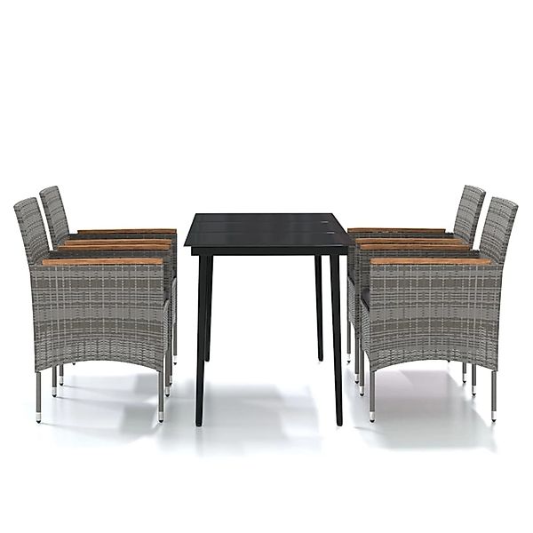 vidaXL 5-Tlg Garten-Essgruppe mit Kissen Grau und Schwarz 3099349 günstig online kaufen