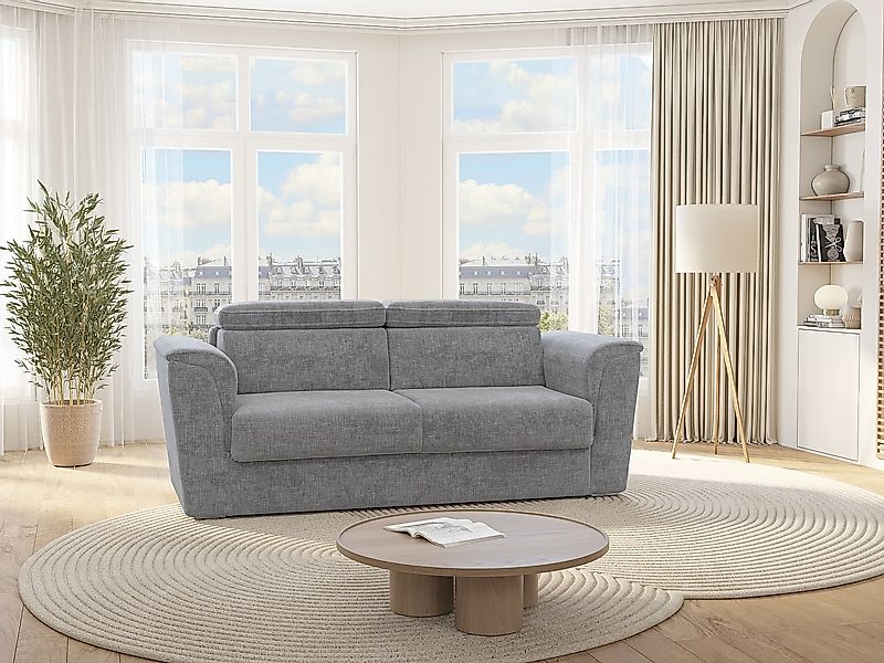Schlafsofa mit Matratze 3-Sitzer - Stoff - Grau - Liegefläche 140 cm - Matr günstig online kaufen