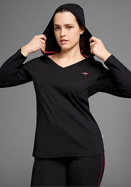 KangaROOS Kapuzenshirt, Langarm, V-Ausschnitt, aus 100% Baumwolle, große Gr günstig online kaufen